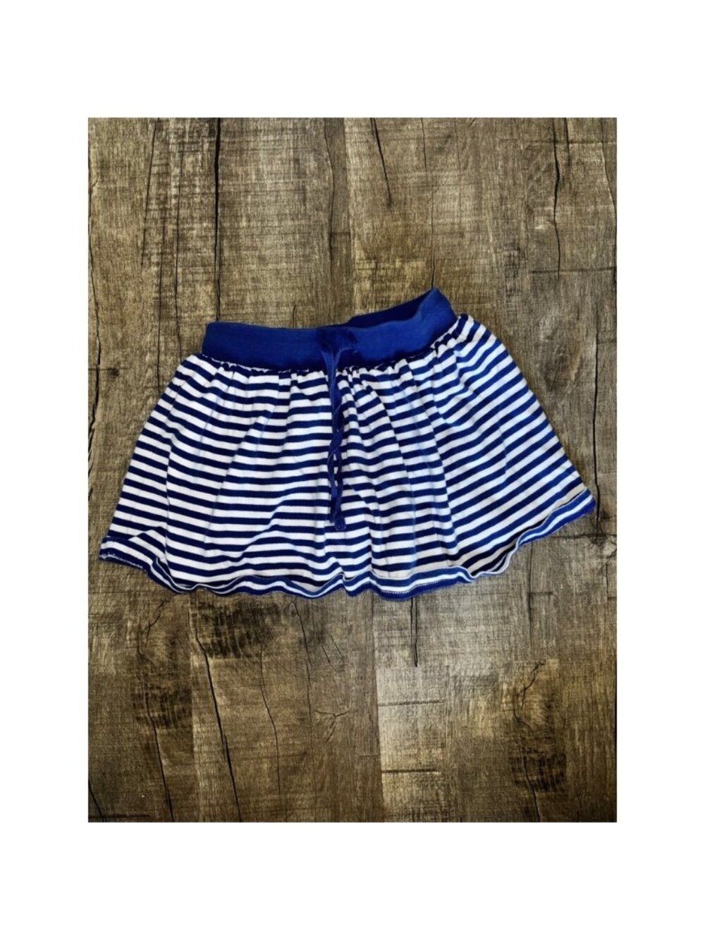 Hanna Andersson Kids Blue White Striped Skort Size 120 Cotton Skirt with Shorts